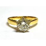 A 1.5 CARAT DIAMOND SOLITAIRE RING the round brilliant cut diamond approx. 7.5mm diameter, stamped