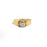 A 9CT GOLD CUBIC ZIRCONIA SINGLE STONE DRESS RING hallmarked 9ct gold, size P, gross weight