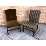 MAHOGANY FRAMED UPHOLSTERED CHAIR, 90cm, together with another similar, 95cm high (2)