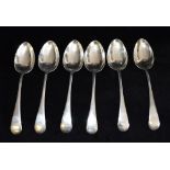 A SET OF 6 SILVER DESSERT SPOONS Hallmark for Sheffield 1904 makers, James Deakin and Sons, Weighing