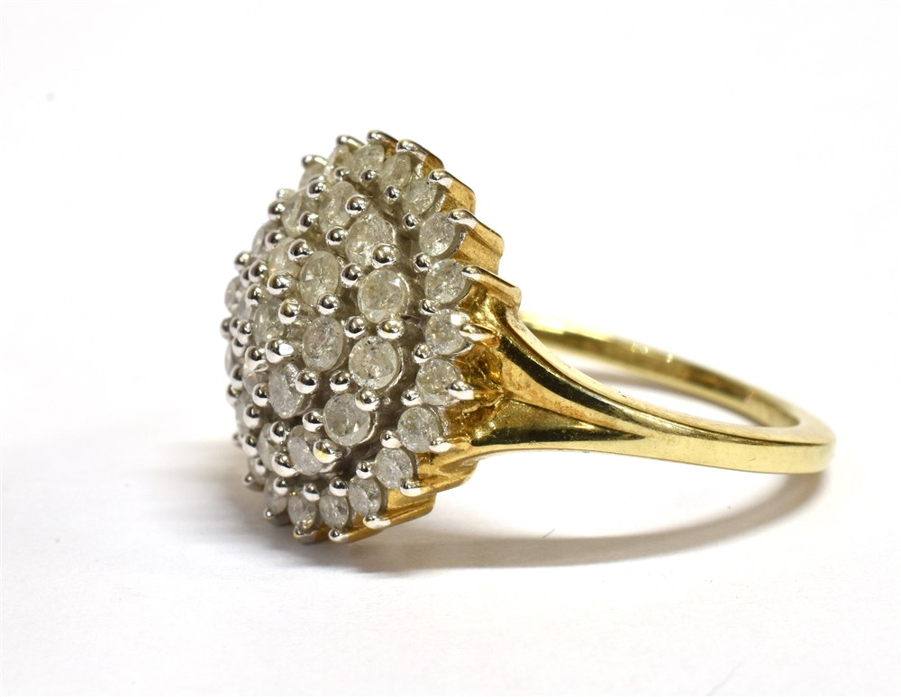 A DIAMOND MULTI-TEIR CLUSTER 9CT GOLD RING the small round brilliant cut diamonds weighing a total - Image 3 of 4