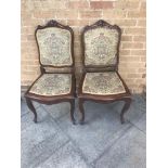 PAIR OF OAK FRAMED CHAIRS, with upholstered floral seats and backs, 98cm high