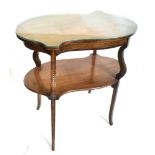 AN EDWARDIAN TWO TIERED INLAID TABLE, 71cm x 60cm x 39cm