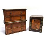 MAHOGANY CHEST ON CHEST, possibly an apprentice piece, 27cm x 28cm x 16cm, together with a miniature