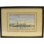 FIVE PEN & INK AND WATERCOLOUR PORTRAITS OF SHIPS comprising 'H.M.S. Ariadne, 1901'; 'H.M.S.