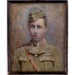 A MINIATURE PORTRAIT OF LIEUTENANT OWEN VINCENT LE BAS, ROYAL FLYING CORPS watercolour, probably