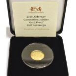 ALDERNEY - ELIZABETH II (1952-), HALF-SOVEREIGN, 2018 Coronation Jubilee gold proof, in Harrington &