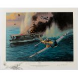 ANTHONY SAUNDERS (BRITISH, CONTEMPORARY) 'Midway - Attack on the Soryu', colour print, limited