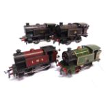 [O GAUGE]. FOUR HORNBY LOCOMOTIVES comprising a No.1, G.W.R. 0-4-0 tank locomotive, 4560, button