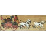 DOROTHY HARDY The Glasgow and London Royal Mail Coach, pulled by a team of four, a print, signed