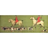 AFTER CECIL ALDIN Mounted Huntsman and Whipper In With Hounds, colour prints, signed in pencil on