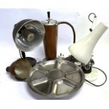 A MIXED LOT OF DESK LAMPS, STAINLESS STEEL LAZY SUSAN 37cm diameter etc. Condition Report : variable
