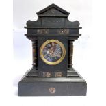 A LARGE VICTORIAN SLATE AND MARBLE MANTLE CLOCK the French 8-day movement striking on a bell, 64cm