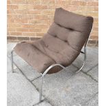 A HABITAT SLING CHAIR with chrome plated tubular steel frame and corduroy covered upholstery