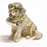 A MODERN SMALL SILVER MODEL OF A ST BERNARD The realistically cast model 6cm long stamped 925 with