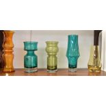 A GROUP OF FIVE RIIHIMAKI AND OTHER ART GLASS VASES including green and clear glass Tamara Aladin '