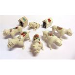 CRESTED CHINA - DOGS Eight pieces, including an Arcadian China Model of Bill Sykes' Dog (Wool);