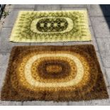 TWO FINLANDIA RYA WOOL RUGS in brown/green colourway, 153cm x 90cm Condition Report : signs of