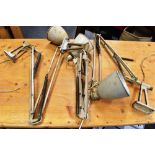 THREE MODEL 1209 ANGLEPOISE INDUSTRIAL ADJUSTABLE LAMPS Condition Report : all three grubby/rusty,