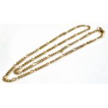 A 9CT GOLD CHAIN The five and one Figaro link chain to lobster claw fastener, 20 inches long,