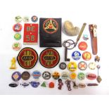 ASSORTED COLLECTABLES comprising various pin and lapel badges, including those of Robetson's