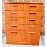 A MEREDEW TEAK CHEST OF TWO SHORT AND FOUR LONG DRAWERS 86cm wide 42cm deep 107cm high Condition