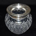 A GERMAN SILVER COLLARED CUT GLASS JAR The silver collar with inscription E.F.T.H.E.C Flaggenspiel