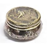 A VICTORIAN SILVER SMALL LIDDED TRINKET BOX BY ELLY ISAAC MILLER with embossed vineyard scene to