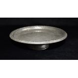 A TUDRIC PEWTER TAZZA WITH HAMMERED FINISH 21cm diameter, marked to base '4 MADE IN ENGLAND TUDRIC