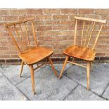 A PAIR OF ERCOL MODEL 391 STICKBACK KITCHEN CHAIRS in beech and elm Condition Report : both have