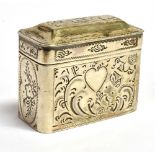 H3638 - 1180 A 19TH CENTURY DUTCH SILVER MINIATURE TOBACCO BOX The rectangular casket shaped box