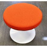 AN ARKANA TULIP BASE DRESSING TABLE STOOL upholstered in orange fabric