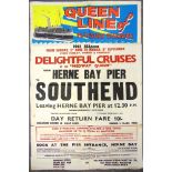 ASSORTED SHIPPING MEMORABILIA comprising a Queen Line of Pleasure Steamers cruise poster, Herne