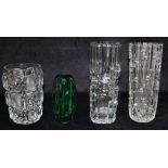 FOUR SKLO UNION GLASS VASES the largest 25cm high Condition Report : all in good condition Condition