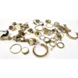 A GOOD QUANTITY OF ASSORTED SILVER JEWELLERY Comprising twenty-three loose charms, twenty rings, six