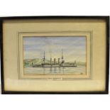 FIVE PEN & INK AND WATERCOLOUR PORTRAITS OF SHIPS comprising 'H.M.S. Ariadne, 1901'; 'H.M.S.