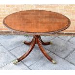 MAHOGANY TILT TOP BREAKFAST TABLE, raised on a central column to four outswept feet, claw feet and