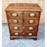 MAHOGANY FRAMED CHEST, of small proportion, with two doors to each side opening to reveal a fitted