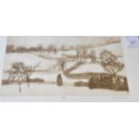 RACHEL ANN LE BAS, N.E.A.C., R.E. (ENGLISH, 1923-2020) 'Winter on Exmoor', etching, limited