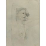 20TH CENTURY SCHOOL Half length nude portrait Pencil on BFK Rives wove paper 38cm x 28cm Condition