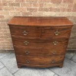 MAHOGANY BOWFRONTED CHEST OF TWO SHORT OVER THREE LONG DRAWERS, 90cm X 101cm X 51cm