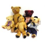 FIVE ASSORTED TEDDY BEARS including one by Charlie Bears, and a Colour Box 'Morris Minor', the