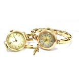 TWO LADIES VINTAGE 9CT GOLD WRIST WATCHES One with octagonal dial on a 9ct gold expanding