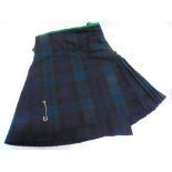 MILITARIA - AN ARGYLL & SUTHERLAND HIGHLANDERS TARTAN KILT NO.1 circa 1966, labelled height 5ft