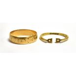 TWO 18CT GOLD RINGS Both as found, total gross weight approx. 3.6 grams Condition Report : Both as