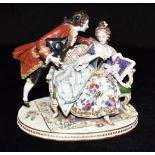 A NAPLES (CAPODIMONTE) GROUP of a courting couple, with polychrome emamelled and gilded