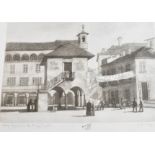 RACHEL ANN LE BAS, N.E.A.C., R.E. (ENGLISH, 1923-2020) 'Early Morning in the Piazza - Orta',