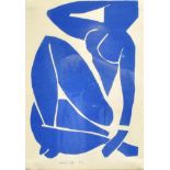 AFTER HENRI MATISSE (1869-1954) 'Nu Bleu, Le Bras Leve Coloured print 35cm by 26cm Gallery label