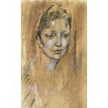 20TH CENTURY SCHOOL Portrait of a young lady Mixed media 51cm x 33cm Condition Report : generally
