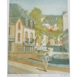 RACHEL ANN LE BAS, N.E.A.C., R.E. (ENGLISH, 1923-2020) 'Centre de Ville - Pont Avon', aquatint and